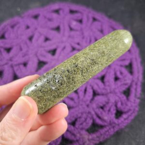 Epidote Massage Wand Polished Carving Green Crystals Magick Stones Moonchild Starseed carved Peru