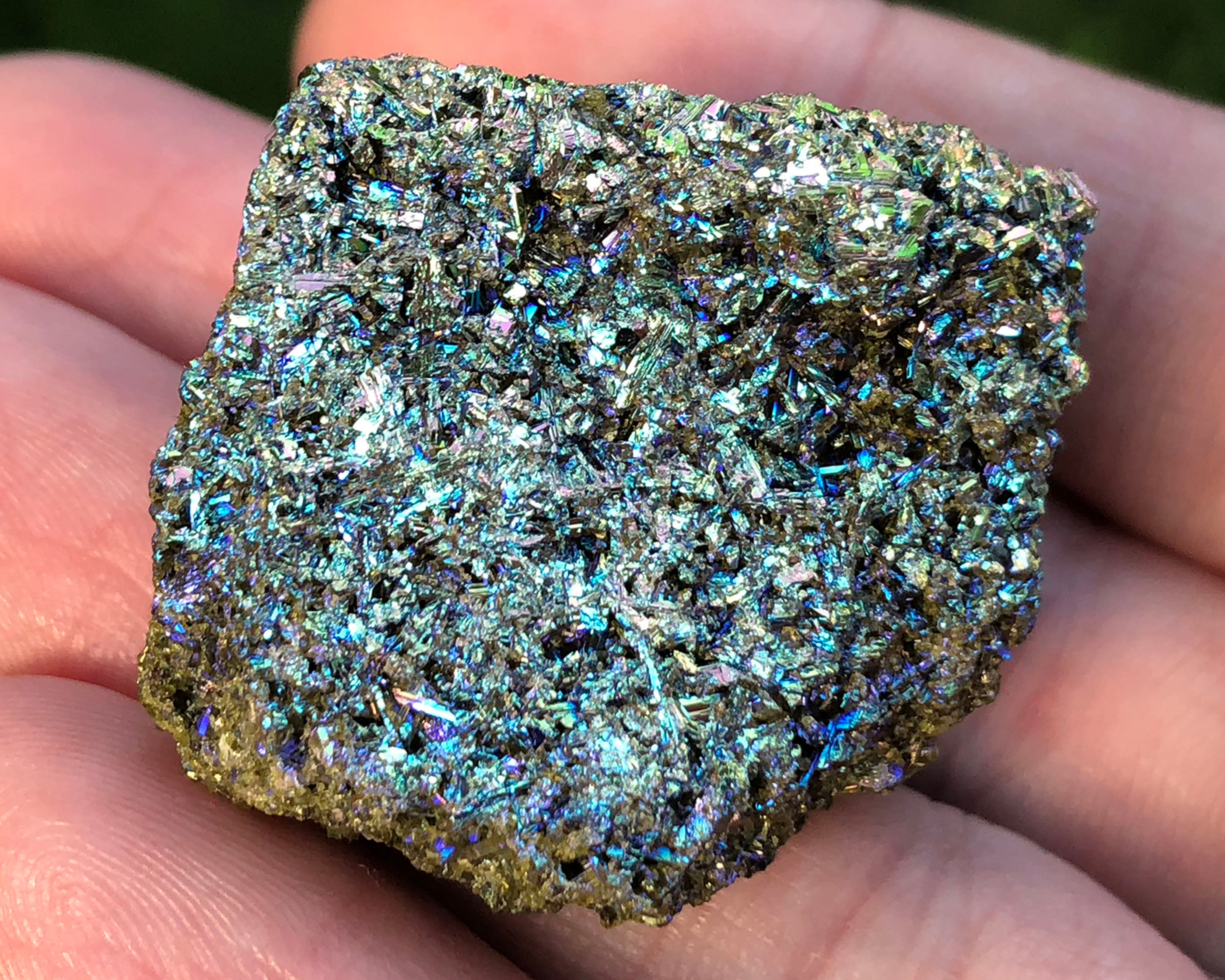 Angel Aura Epidote Cluster, Rainbow Iridescent Druzy Crystal #10