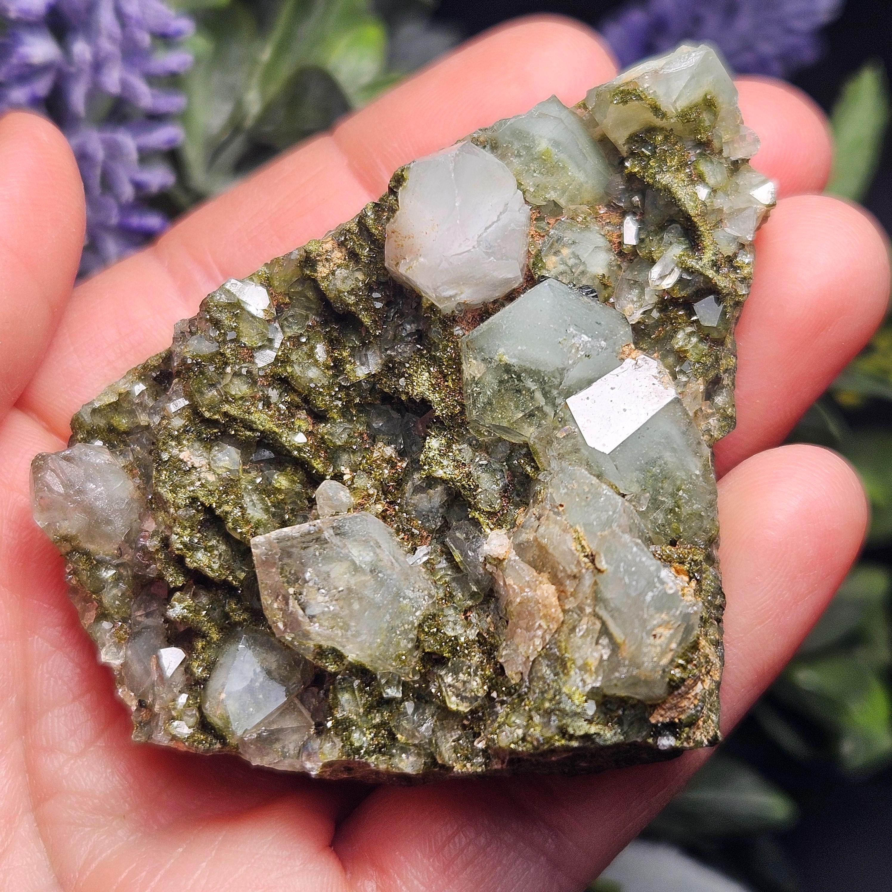 Forest Epidote 86g, Green Epidote & Quartz Cluster Specimen
