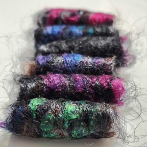 Fabric Dread Beads, Black & Brown Primary Colors, Set of 6 Fabric Dread Beads, Black & Brown Primary Colors, Set of 6