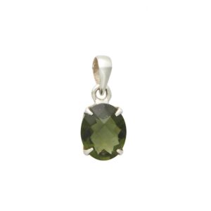 Faceted Moldavite Pendant - Moldavite Necklace - Crystals and Stones - Sterling silver - natural raw moldavite crystal #11