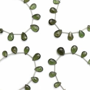 Faceted Pear Moldavite Beads, AAA++ Quality, 8 Inch Strand