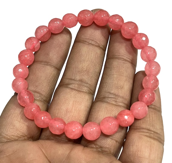 Faceted Pink Calcite Bracelet 8 Mm Pink Gemstone Beaded Bracelet Handmade Healing Protection Bracelets Crystals Stretch Stacking Bracelets Faceted Pink Calcite Bracelet 8 Mm Pink Gemstone Beaded Bracelet Handmade Healing Protection Bracelets Crystals Stretch Stacking Bracelets