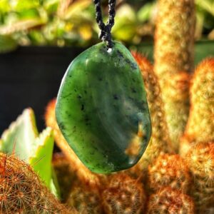 Feather River CA Green Nephrite Jade Tumble Necklace