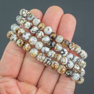 an Fire Agate Bracelet Round Size 6mm and 8mm- Handmade In USA- approx. 7" Bracelet Crystal Bracelet an Fire Agate Bracelet Round Size 6mm and 8mm- Handmade In USA- approx. 7" Bracelet Crystal Bracelet