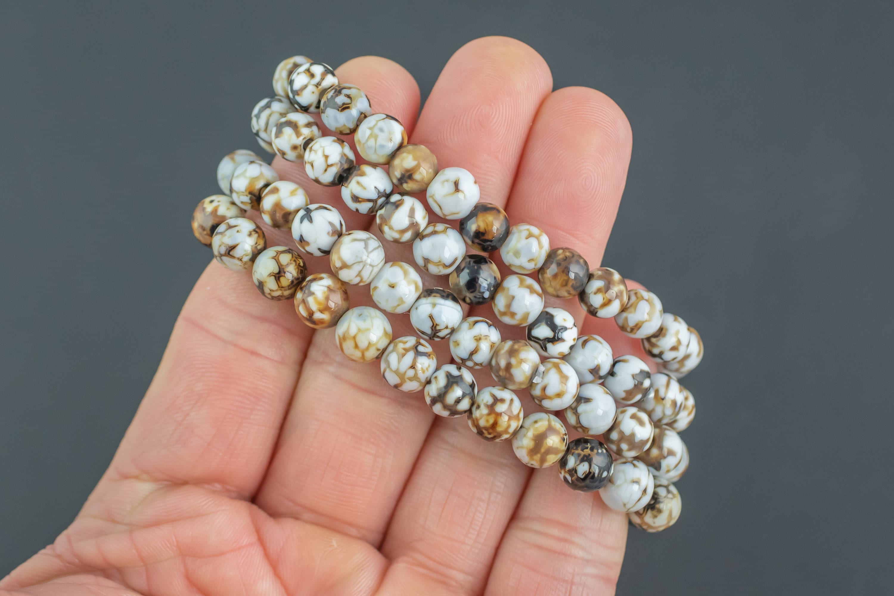 An Fire Agate Bracelet Round Size 6mm And 8mm- Handmade In Usa- Approx. 7" Bracelet Crystal Bracelet An Fire Agate Bracelet Round Size 6mm And 8mm- Handmade In Usa- Approx. 7" Bracelet Crystal Bracelet