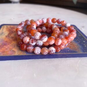 Fire Agate Bracelet With Crab Pattern, Bead Bracelet, Healing Crystal, Gemstone, Stimulation Crystal, Anti-stress