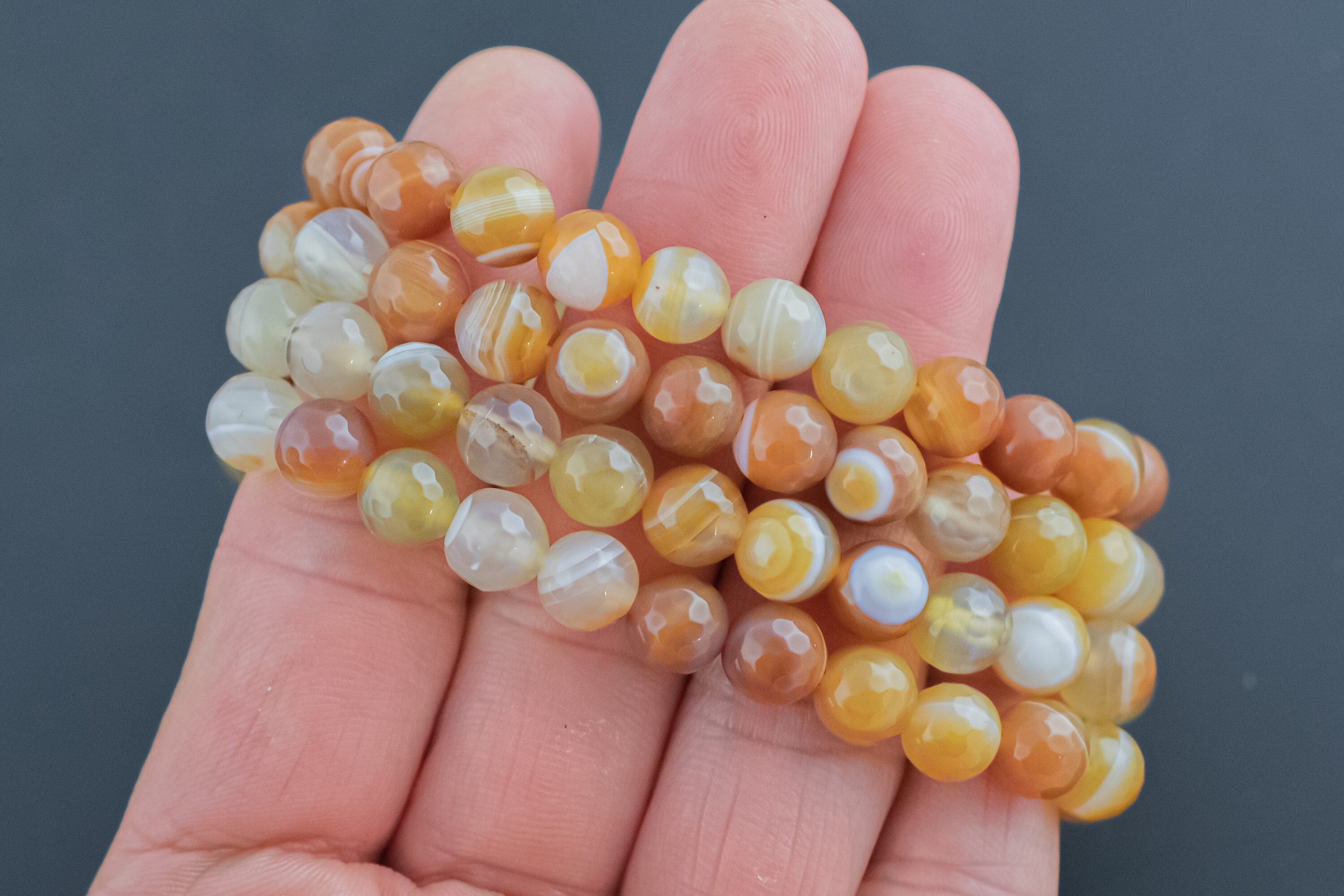 Fire Agate Bracelet Faceted Round Size 6mm And 8mm Handmade In Usa Natural Gemstone Crystal Bracelets Handmade Jewelry - Approx. 7" Fire Agate Bracelet Faceted Round Size 6mm And 8mm Handmade In Usa Natural Gemstone Crystal Bracelets Handmade Jewelry - Approx. 7"