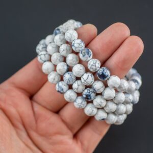 White Fire Agate Bracelet Round Size 6mm and 8mm Handmade In USA - Natural Gemstone Crystal Bracelets Handmade Jewelry - approx. 7" White Fire Agate Bracelet Round Size 6mm and 8mm Handmade In USA - Natural Gemstone Crystal Bracelets Handmade Jewelry - approx. 7"