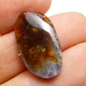 8.120 Carats Fire Agate Cabochon Mexican Designer Botryoidal Modified Oval Hand Cut Handmade Orbicular Agates Orange Brown Bronze