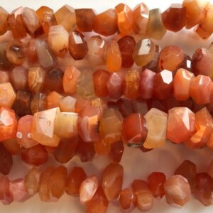 fire agate faceted nugget 10-18mm Natural Gemstone Bead -- 15.5 inch strand
