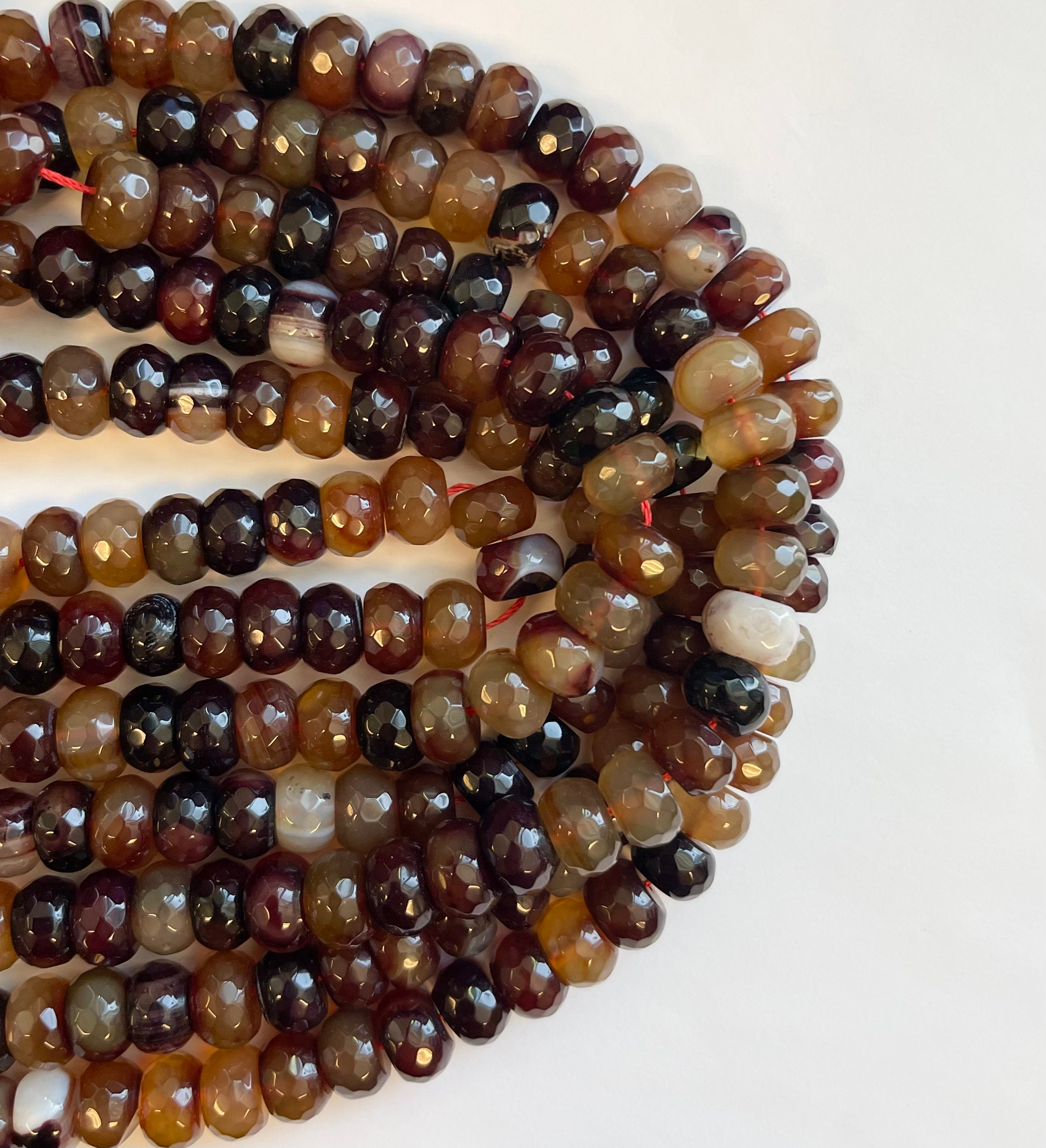 Fire Agate 10x6mm Faceted Rondelle Gemstone Beads -15.5''