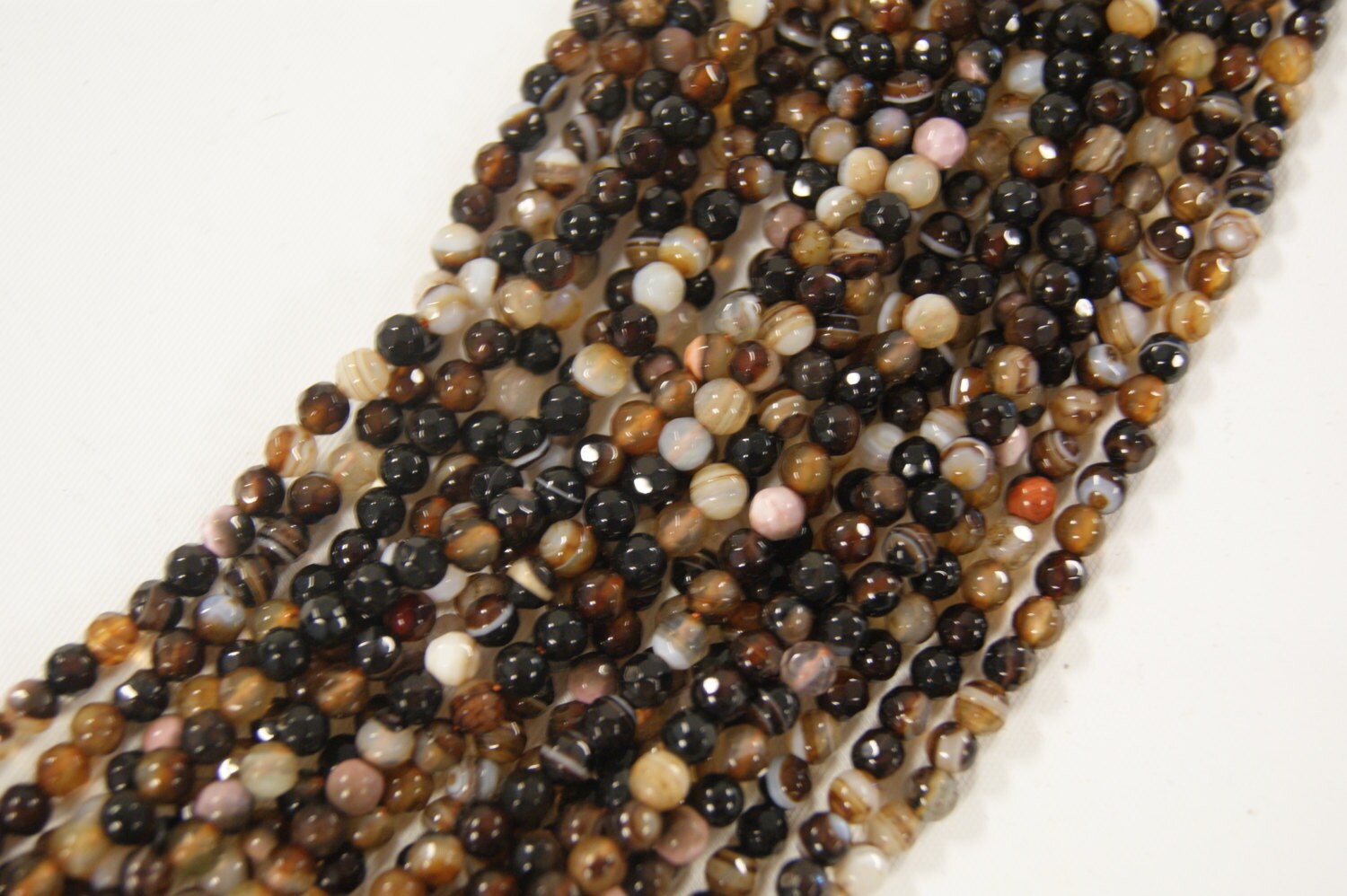 Fire Agate 4mm Faceted Round Gemstone Bead-~ -15.5 Inch Strand-