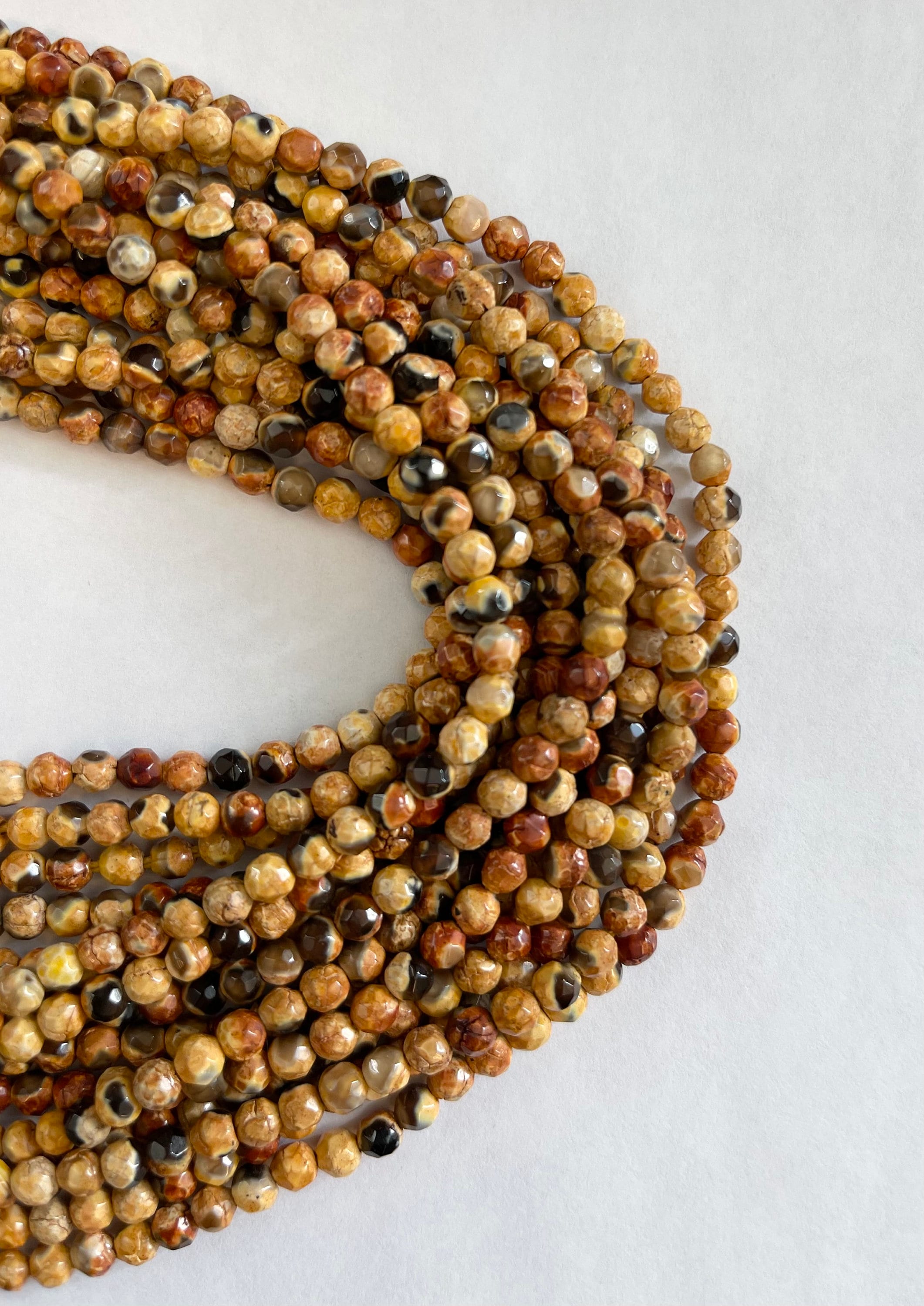 Fire Agate 4mm Faceted Round Gemstone Beads--15.5"