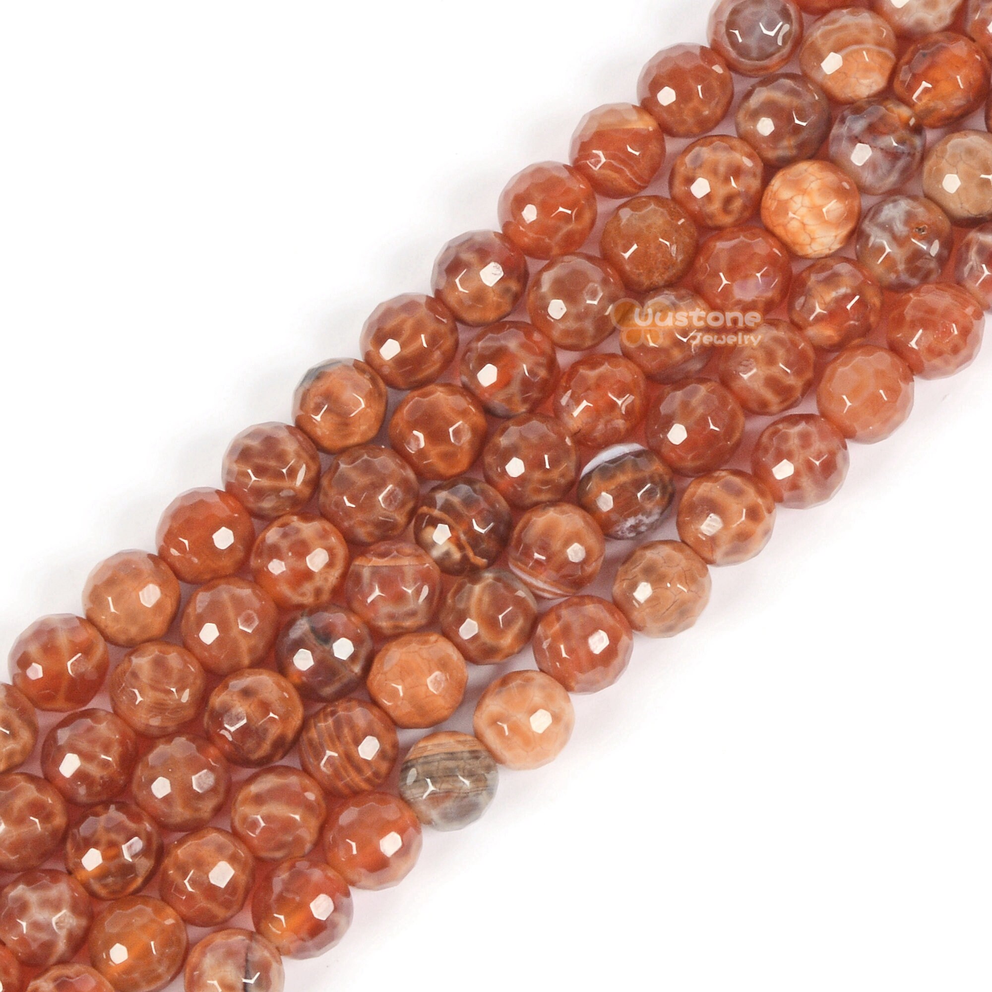 6mm Faceted Crab Fire Agate Round Ball Loose Beads Diy Jewelry Making Beads Strand 15.5-16"