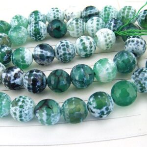 Faceted Green Fire Agate Gem Round Beads: DIY Jewelry Making