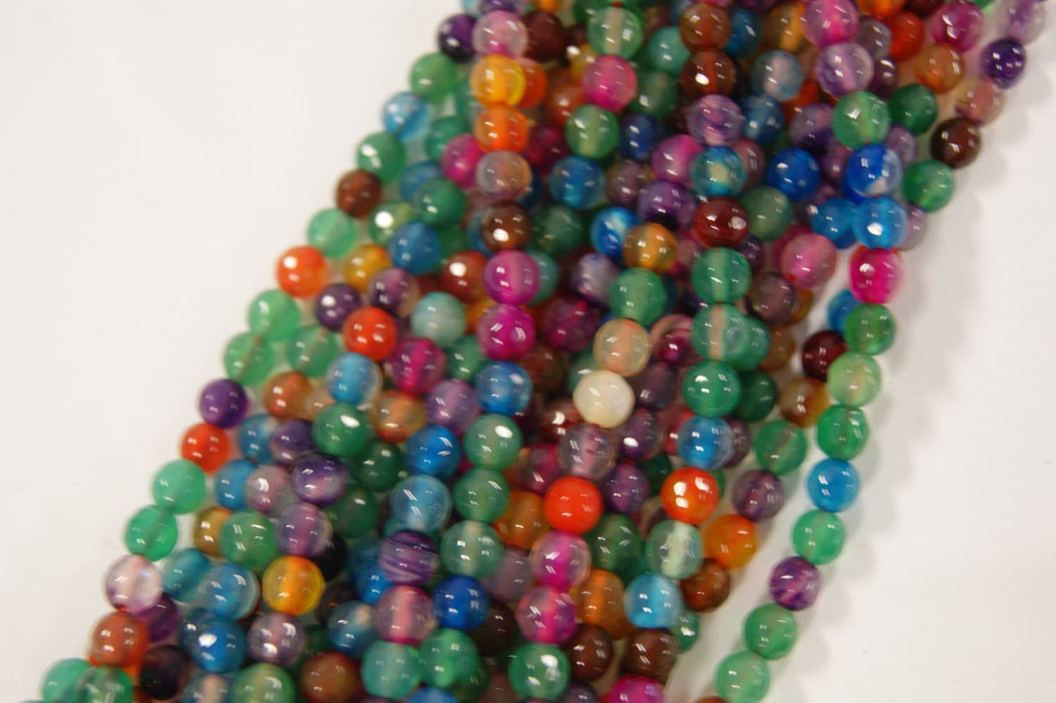 Multi-colored Dyed Fire Agate Faceted Round Shaped Gemstone Bead-4mm 8mm~ -15.5 Inch Strand-