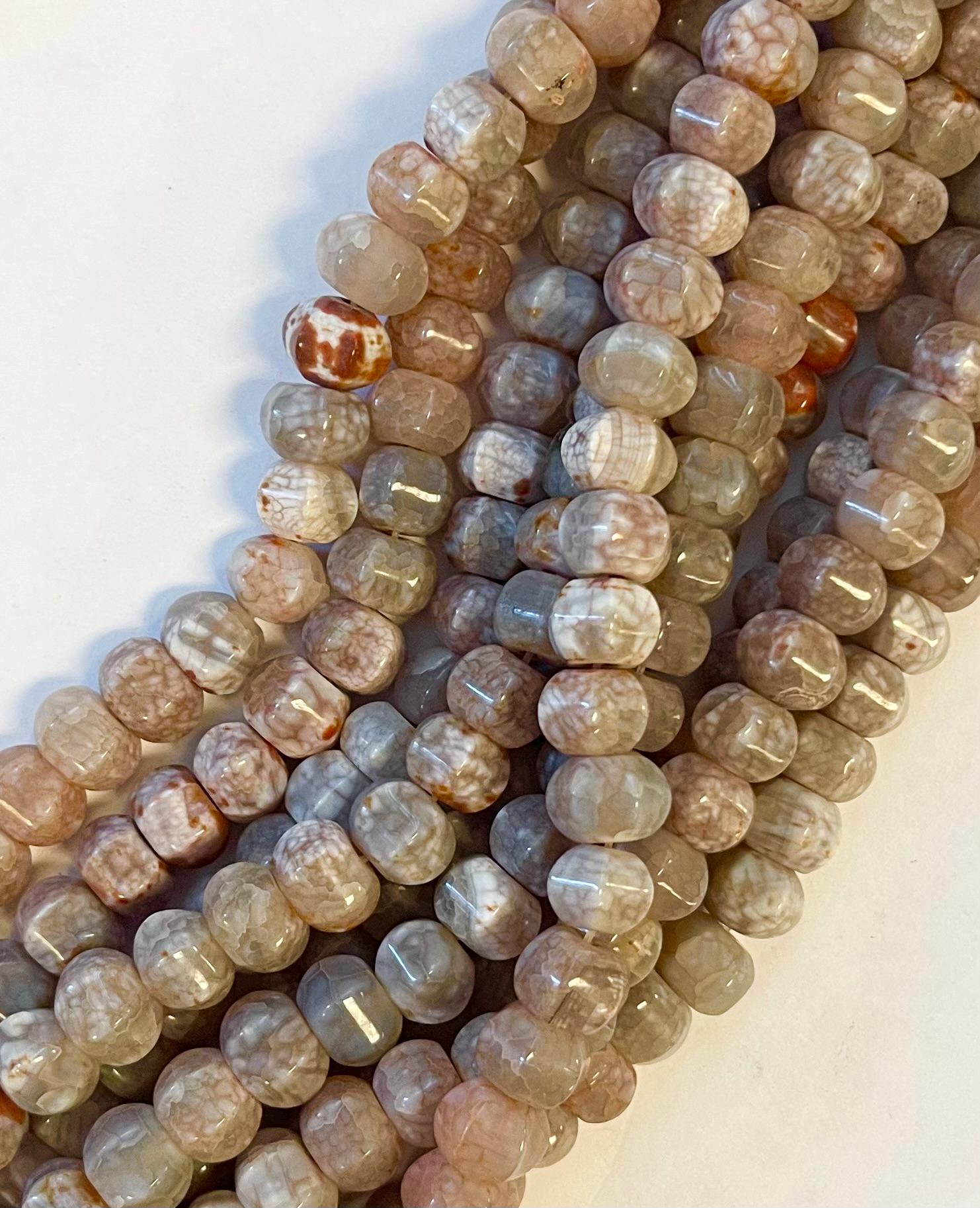 Natural Fire Agate 14x10mm Faceted Rondelle Gemstone Bead - 15.5 Inch Strand