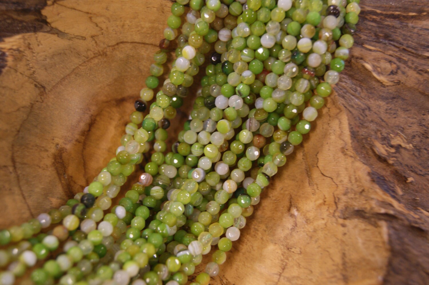 Olivine Fire Agate Faceted Round Shaped Bead-4mm~ -15 Inch Strand-