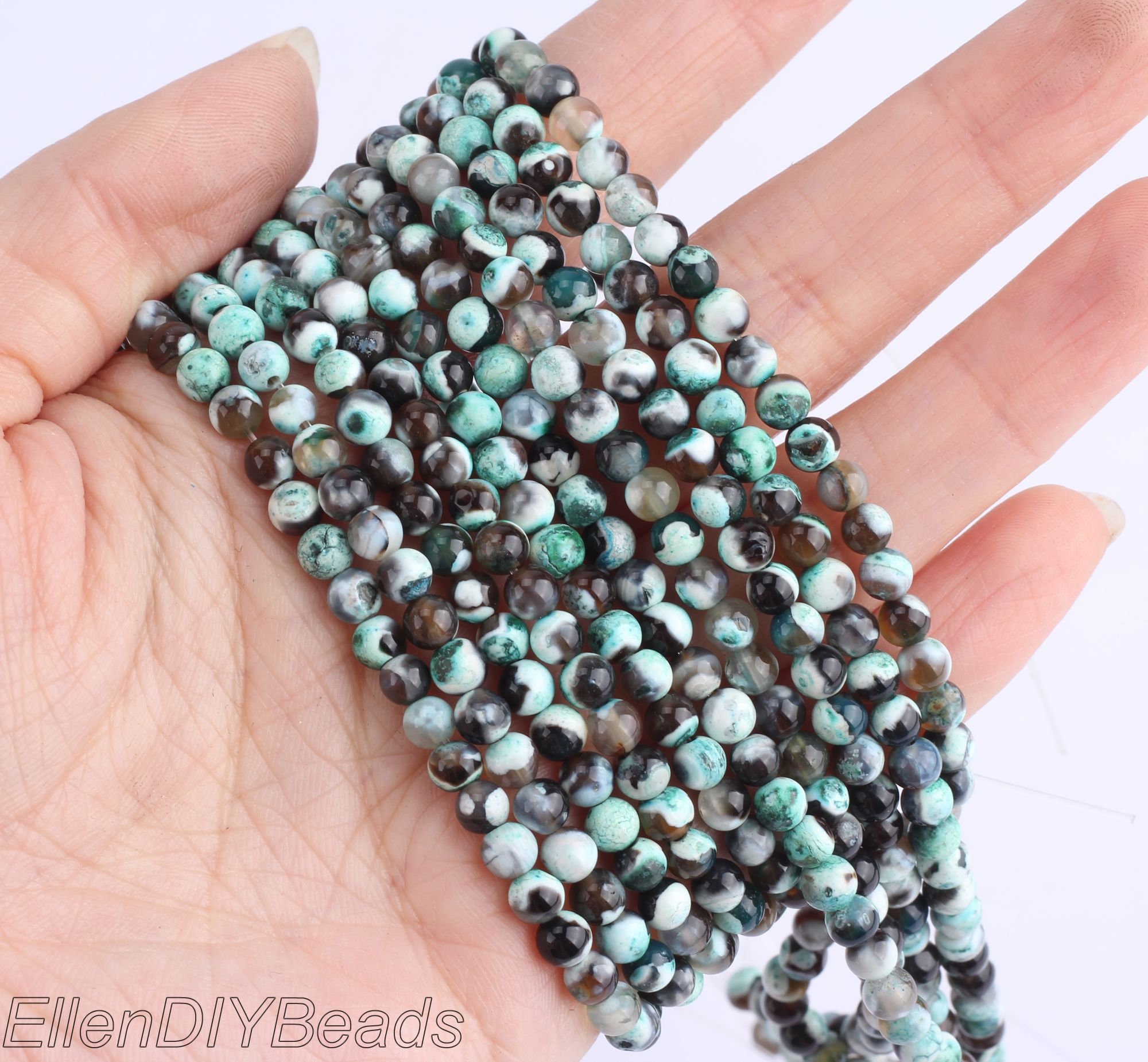 4-12mm Green Fire Agate Beads, Round Smooth Beads, Mixed Colors Agate, Wholesale Beads, For Diy Necklace, Jewelry Supplies-15inches--stn0058 4-12mm Green Fire Agate Beads, Round Smooth Beads, Mixed Colors Agate, Wholesale Beads, For Diy Necklace, Jewelry Supplies-15inches--stn0058