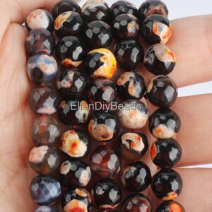 8mm Faceted Orange Black Fire Agate,Loose Agate,DIY Jewelry Necklace,Wholesale Beads,Jewelry Making,Beading Supplies--15inches--QM0021 8mm Faceted Orange Black Fire Agate,Loose Agate,DIY Jewelry Necklace,Wholesale Beads,Jewelry Making,Beading Supplies--15inches--QM0021