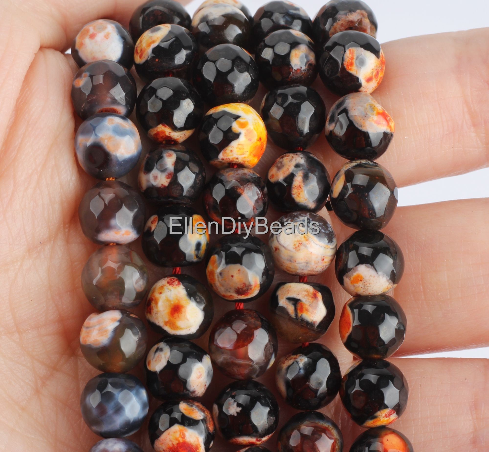 8mm Faceted Orange Black Fire Agate,loose Agate,diy Jewelry Necklace,wholesale Beads,jewelry Making,beading Supplies--15inches--qm0021 8mm Faceted Orange Black Fire Agate,loose Agate,diy Jewelry Necklace,wholesale Beads,jewelry Making,beading Supplies--15inches--qm0021