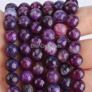 8mm Purple Faceted Stripe Fire Agate, Smooth Loose Agate, Jewelry Making, Necklace Making, Agate Supplies, Wholesale Beads--15inches--QM0028 8mm Purple Faceted Stripe Fire Agate, Smooth Loose Agate, Jewelry Making, Necklace Making, Agate Supplies, Wholesale Beads--15inches--QM0028