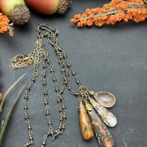 Moroccan Fire Agate Long Boho Necklace Moroccan Fire Agate Long Boho Necklace