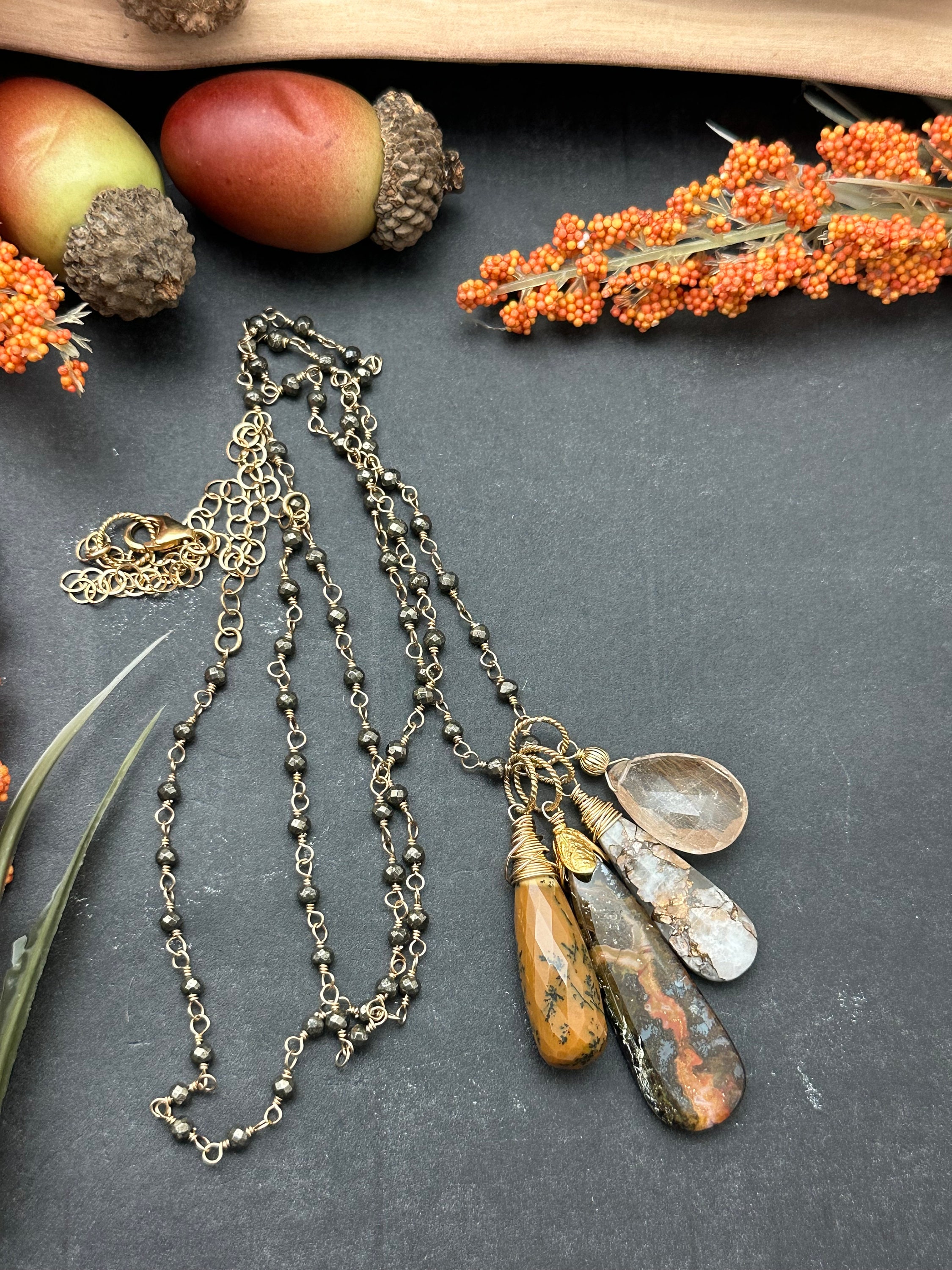 Moroccan Fire Agate Long Boho Necklace Moroccan Fire Agate Long Boho Necklace