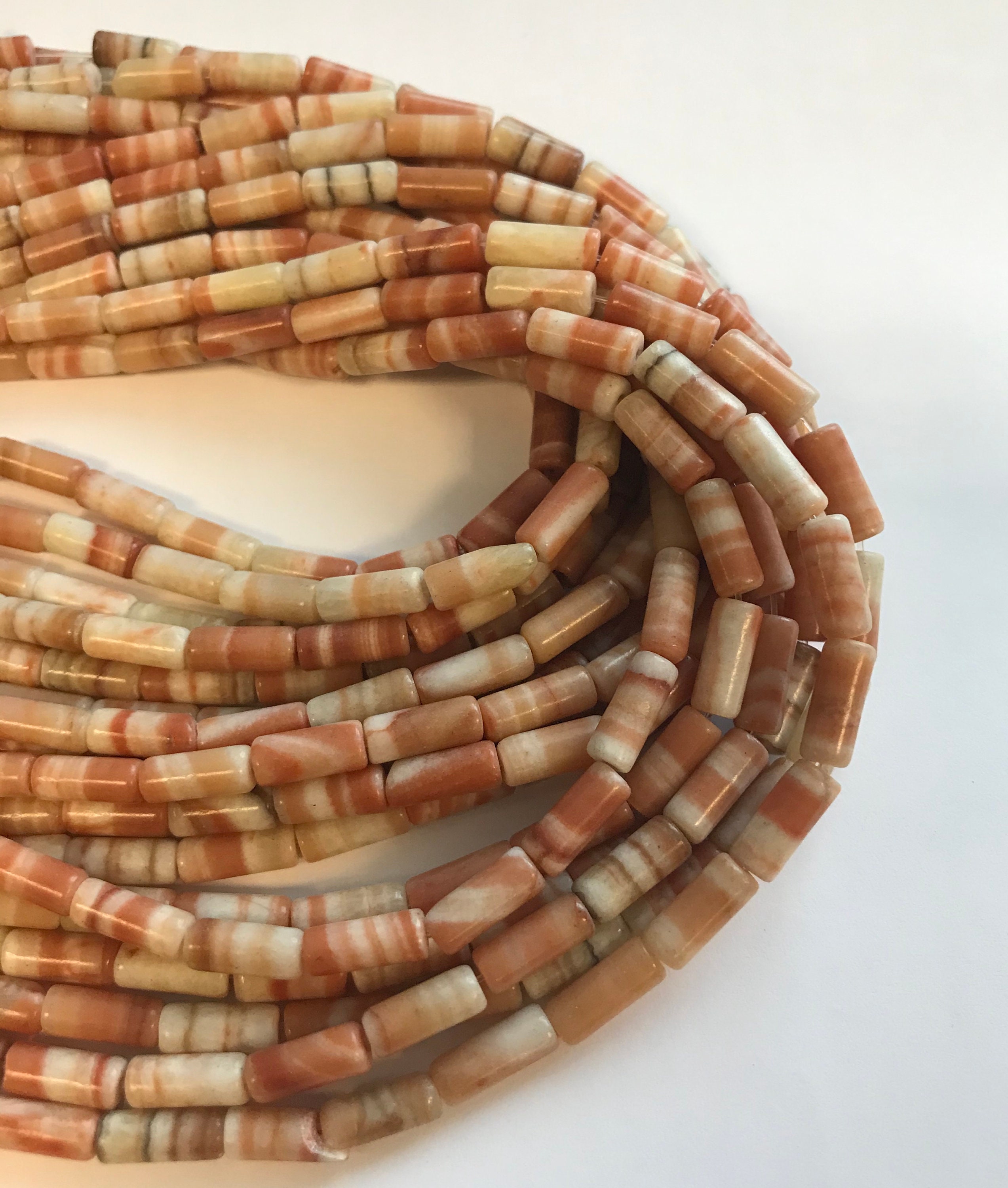Fire Agate 10x4mm Tube Gemstone Beads--15.5"
