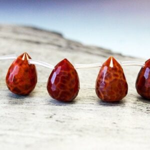L/ Crab Fire Agate 15x20mm Teardrop Briolette Beads 16" strand Enhanced gemstone for Jewelry Making L/ Crab Fire Agate 15x20mm Teardrop Briolette Beads 16" strand Enhanced gemstone for Jewelry Making