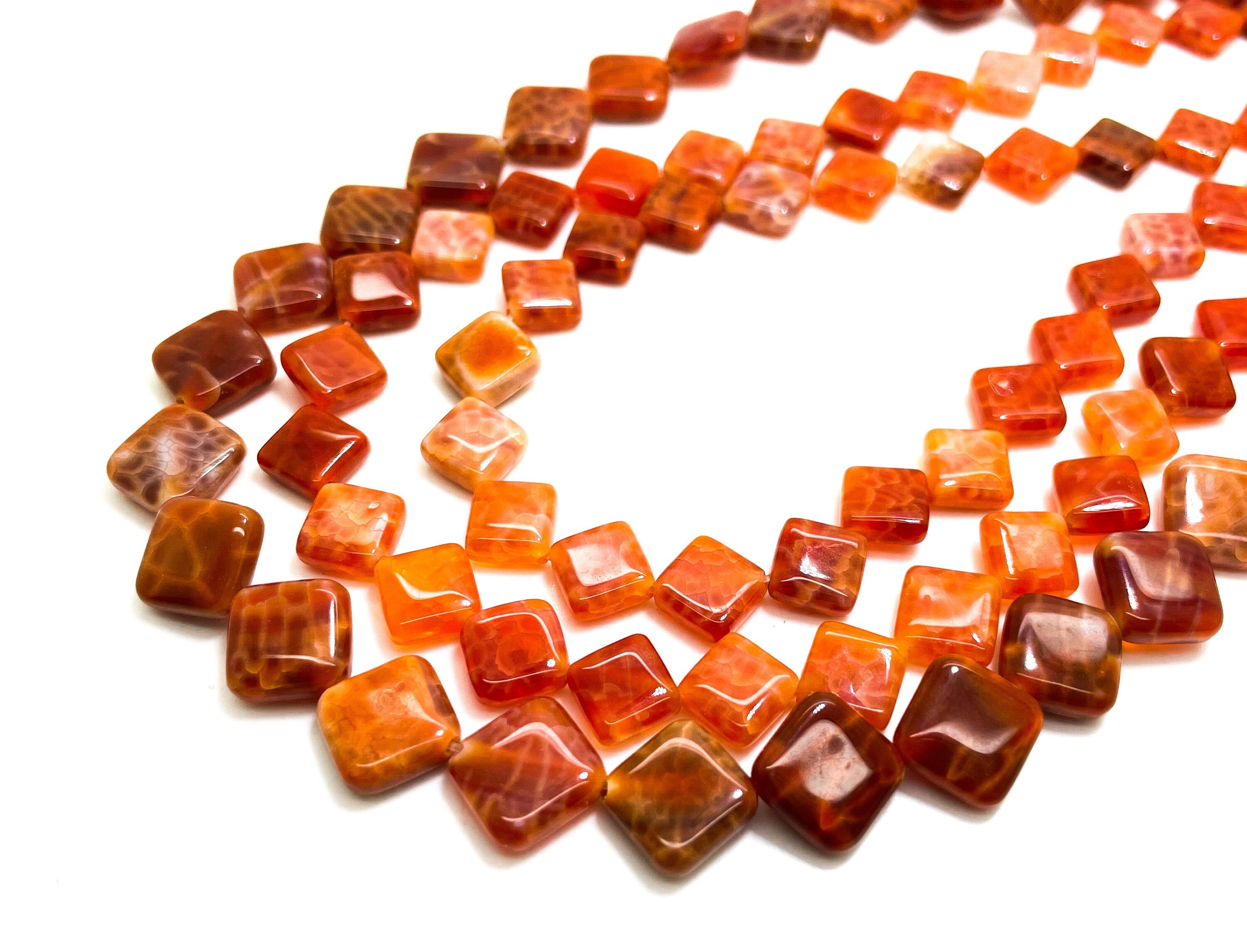 Fire Agate, Natural Red Fire Agate Polished Smooth Flat Square Gemstone Beads - Pg186 Fire Agate, Natural Red Fire Agate Polished Smooth Flat Square Gemstone Beads - Pg186