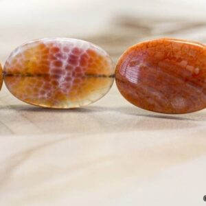 XL/ Crab Fire Agate 22x30mm Flat Oval Beads 15.5" strand Enhanced Orange Color Agate gemstone beads For jewelry making
