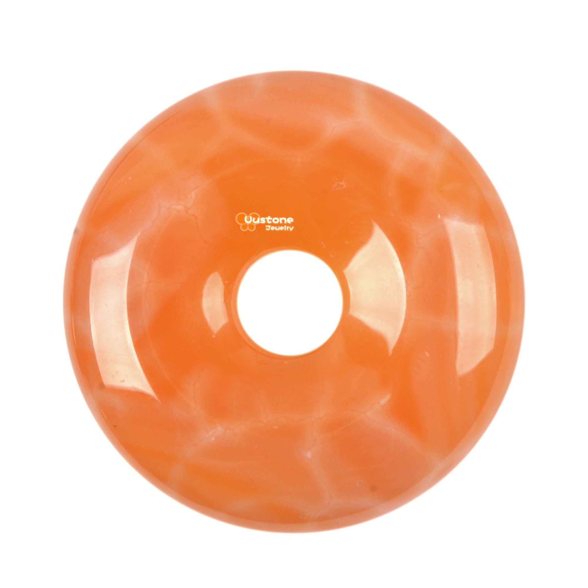30mm Crab Fire Agate Donut Gemstone Pendant Focal Bead