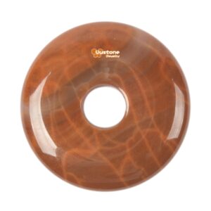 40mm Crab Fire Agate donut gemstone pendant focal bead