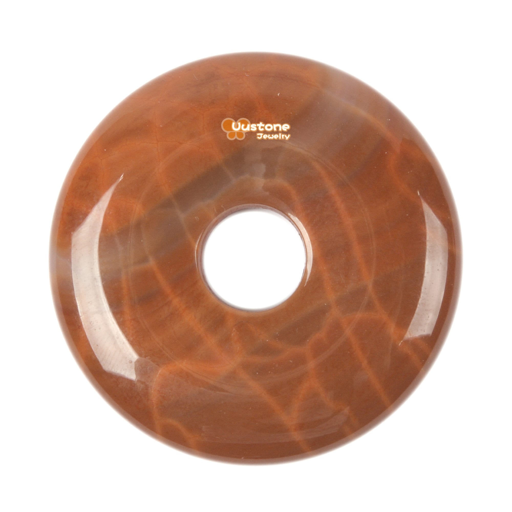 40mm Crab Fire Agate Donut Gemstone Pendant Focal Bead