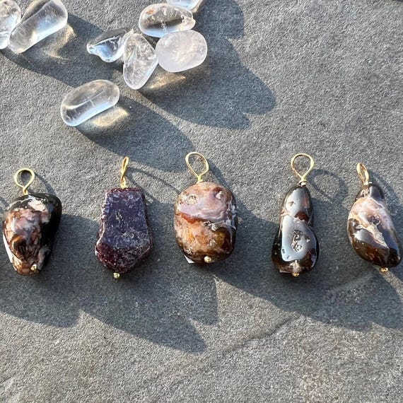 Fire Agate Pendant | Tumbled Gemstone With Loop Fire Agate Pendant | Tumbled Gemstone With Loop