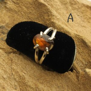 Fire Agate Ring, Natural Fire Agate, Custom Sterling Silver Ring, Sizes 7 & 8