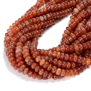 Burnt Orange Fire Agate Smooth Rondelle Beads Size 4x6mm 5x8mm 15.5'' Strand