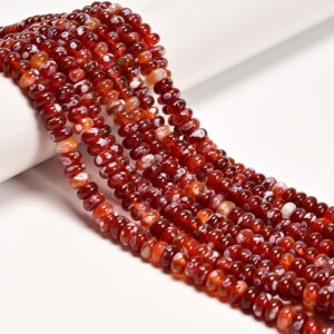 Red Dream Fire Agate Smooth Rondelle Beads Size 5x8mm 15.5'' Strand