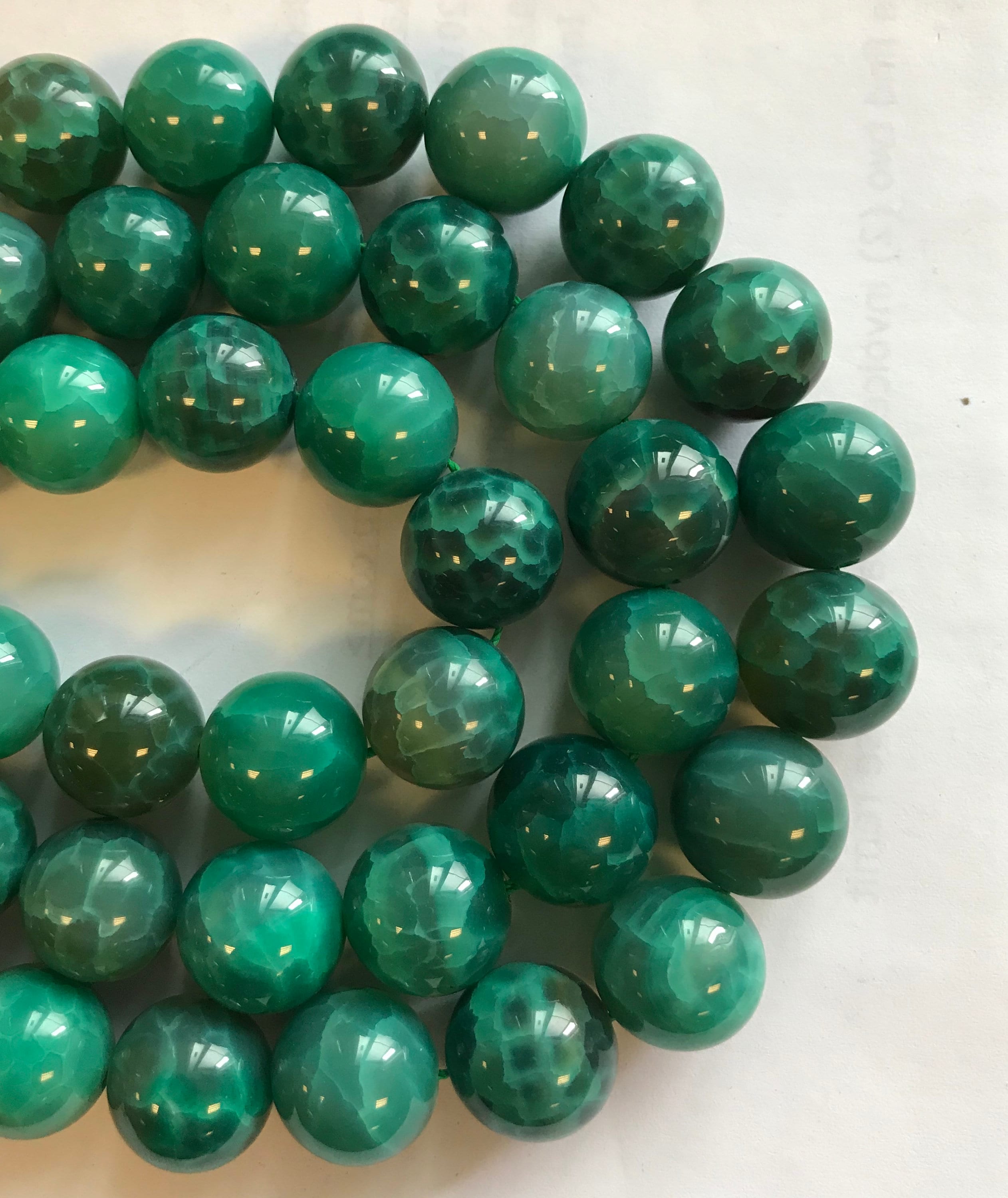 16 Mm Green Fire Agate Round Gemstone Bead - 15.5 Inch Strand