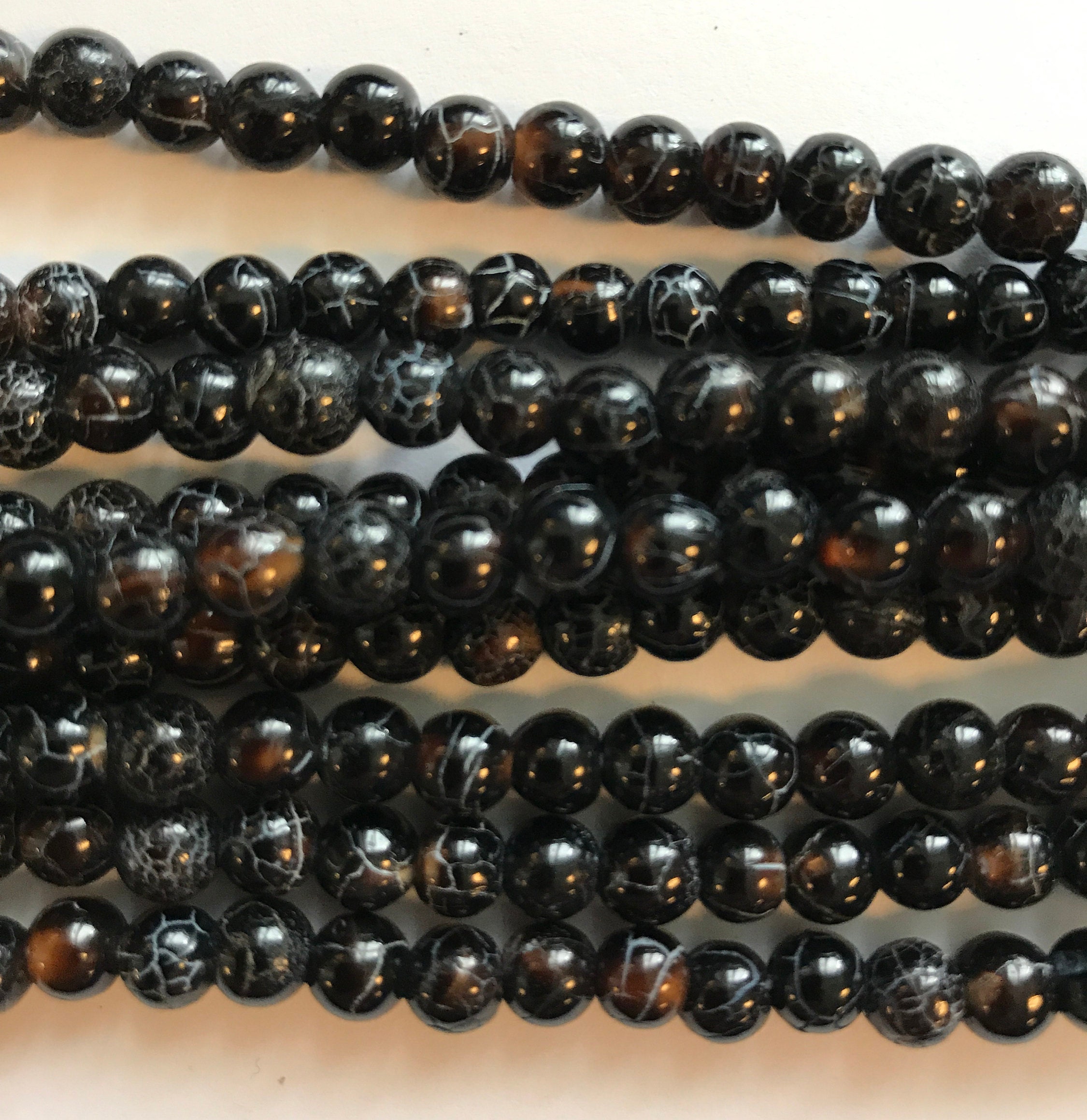 Fire Agate Round 6mm Gemstone Bead -15 Inch Strand