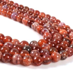 8mm Crab Fire Agate Round Ball Loose Gemstone Beads 16"