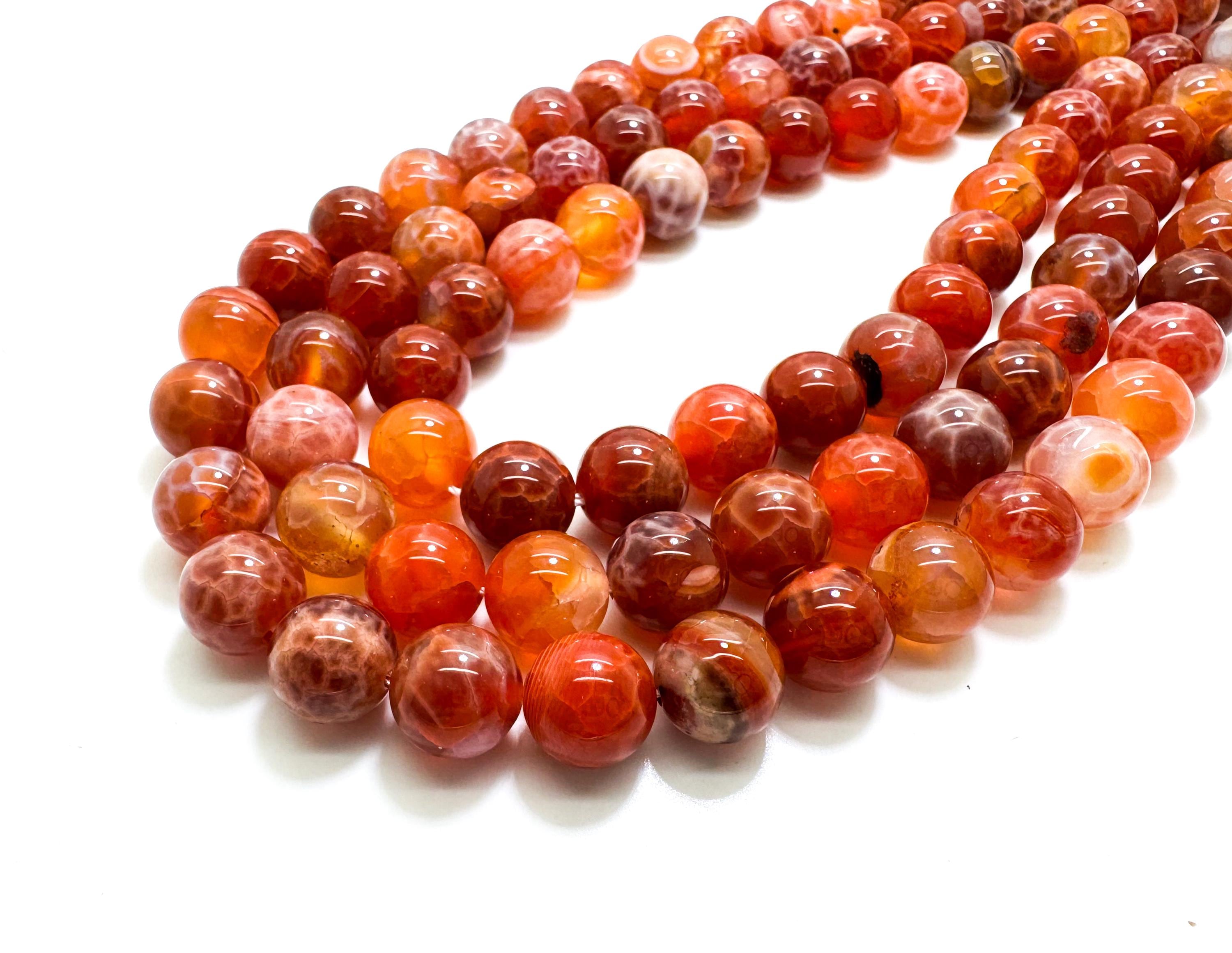 Fire Agate Beads, Natural Red Fire Agate Smooth Polished Round Gemstone Beads - 6mm 8mm 10mm 12mm - Rn89 Fire Agate Beads, Natural Red Fire Agate Smooth Polished Round Gemstone Beads - 6mm 8mm 10mm 12mm - Rn89