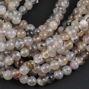 Natural Gray Fire Agate, High Quality In Round, 6mm, 8mm, 10mm, 12mm- Full 16 Inch Strand Smooth Gemstone Beads