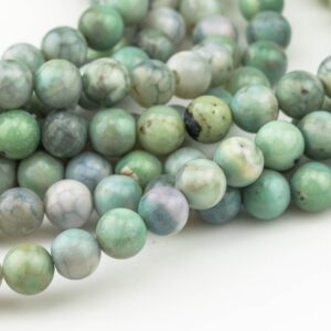 Natural Green Teal Spring Fire Agate, High Quality In Round, 6mm, 8mm, 10mm, 12mm- Full 16 Inch Strand Smooth Gemstone Beads