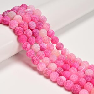 Pink Fire Agate Cracked Matte Round Beads 4mm 6mm 8mm 10mm 12mm 15.5" Strand