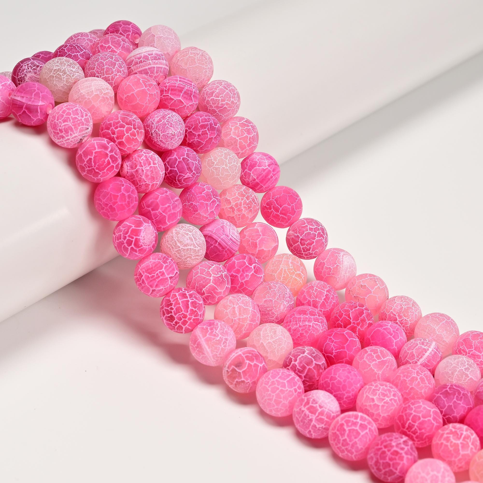 Pink Fire Agate Cracked Matte Round Beads 4mm 6mm 8mm 10mm 12mm 15.5" Strand Pink Fire Agate Cracked Matte Round Beads 4mm 6mm 8mm 10mm 12mm 15.5" Strand