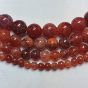 Red and Orange Fire Agate/Snake Skin Agate Beads. Full 15 inch strand of round beads, available in 4-10mm.