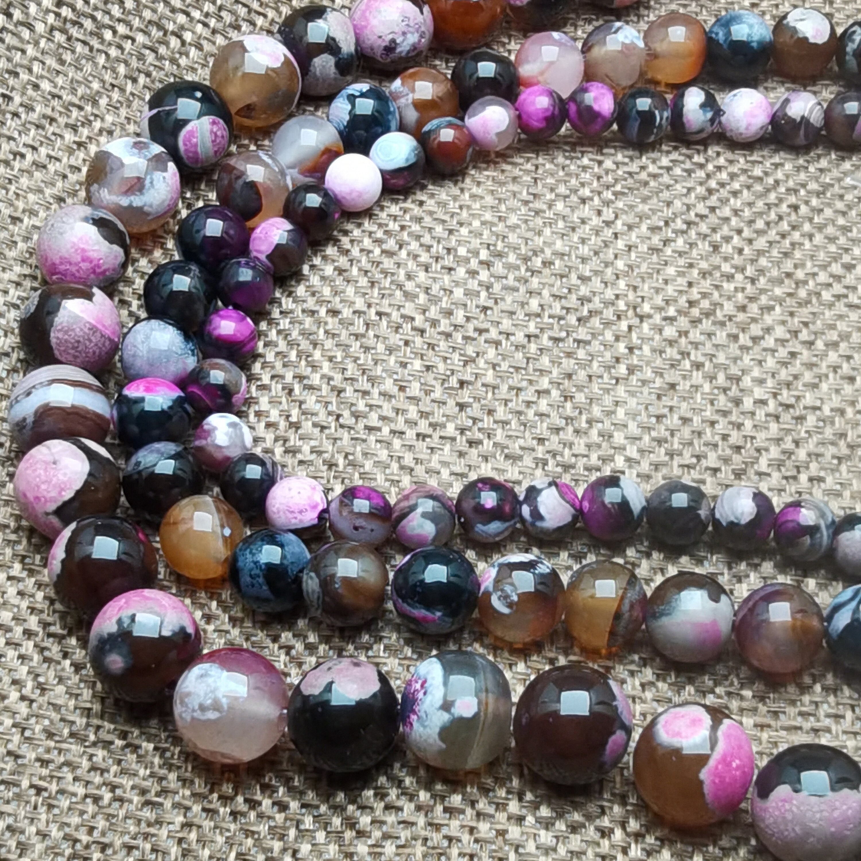 Rose Red Two-color Fire Agate Round Loose Beads 6mm – 10mm 15inches Strand